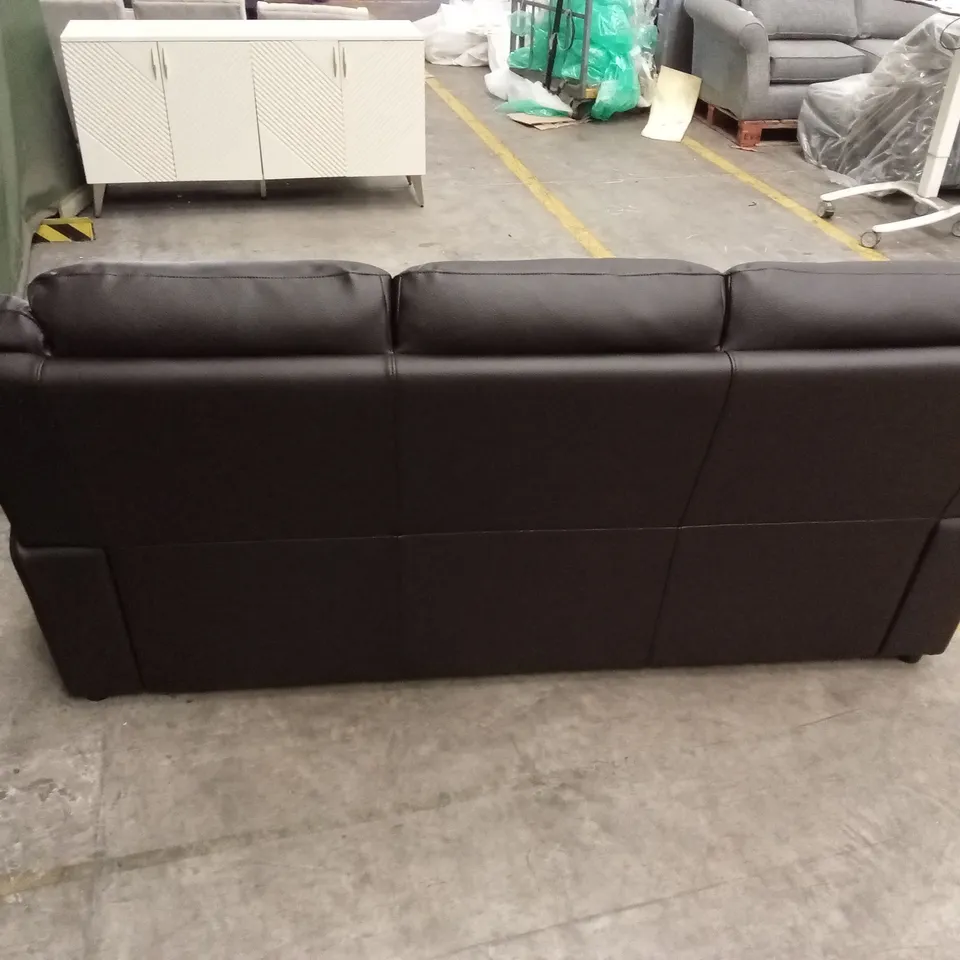 ALBION LUXURY FAUX LEATHER HIGH BACK 3 SEATER SOFA - CHOCOLATE RRP £599