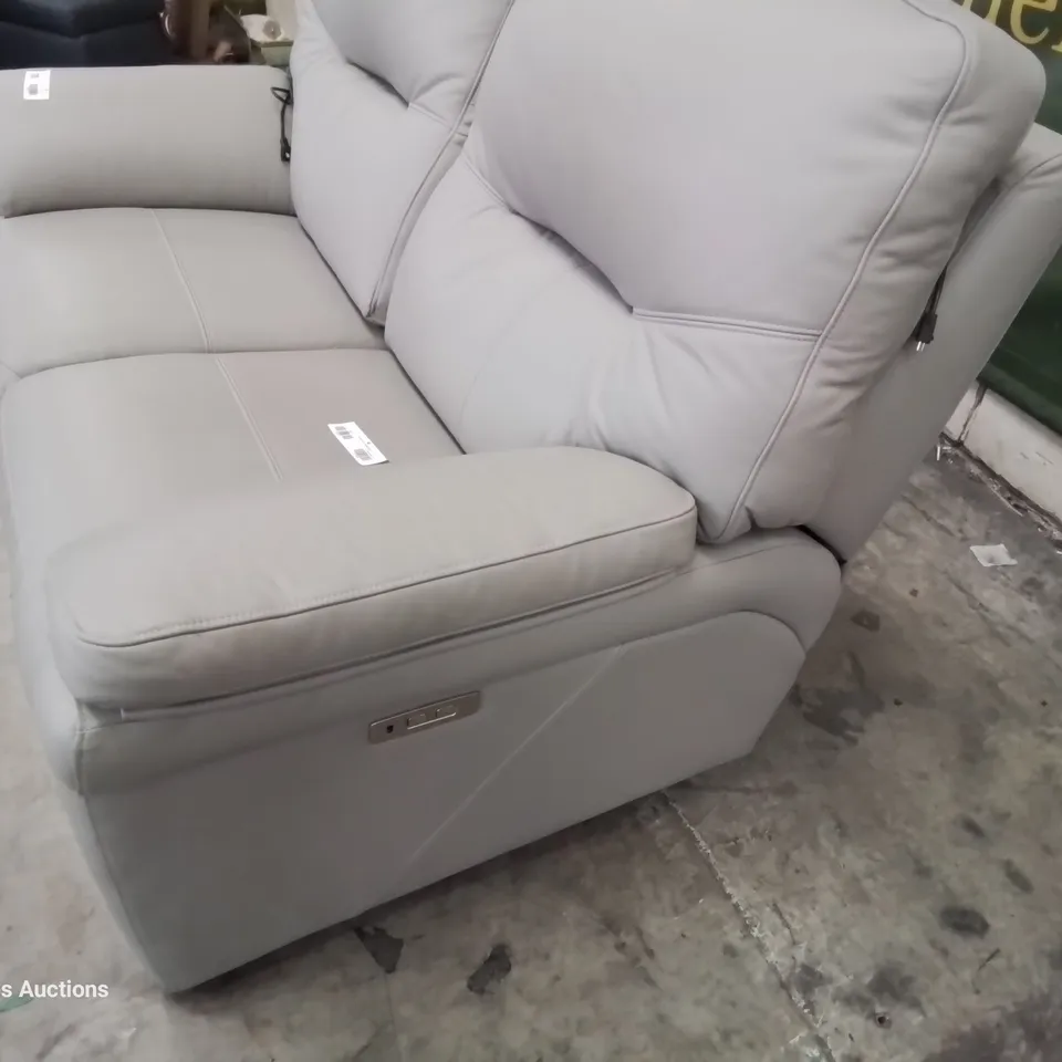 QUALITY BRITISH DESIGNER & MANUFACTURED G PLAN SEATTLE POWER RECLINING TWO SEATER SOFA CAMBRIDGE GREY LEATHER 
