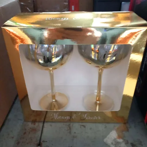 BOXED ALWAYS AND FOREVER SET OF TWO GIN GLASSES