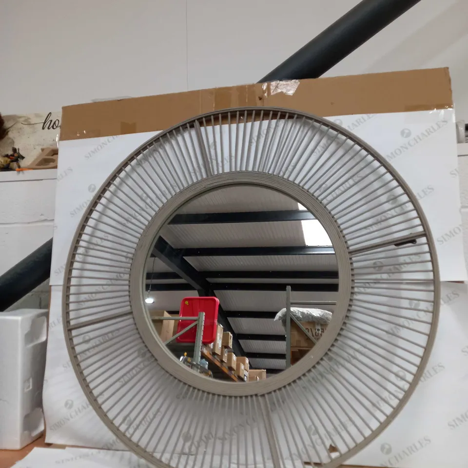 K BY KELLY HOPPEN BAMBOO TAUPE CIRCULAR MIRROR - COLLECTION ONLY