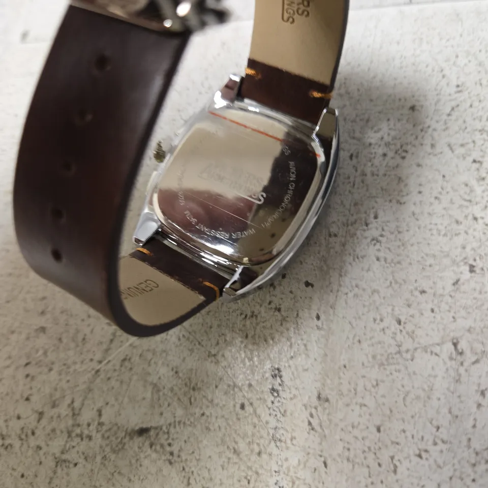 VICKERS ARMSTRONGS WRISTWATCH – OLIVE GREEN DIAL, BROWN LEATHER STRAP