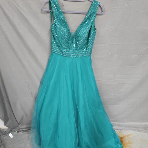 EMERALD GREEN SEQUIN DRESS - SIZE 12