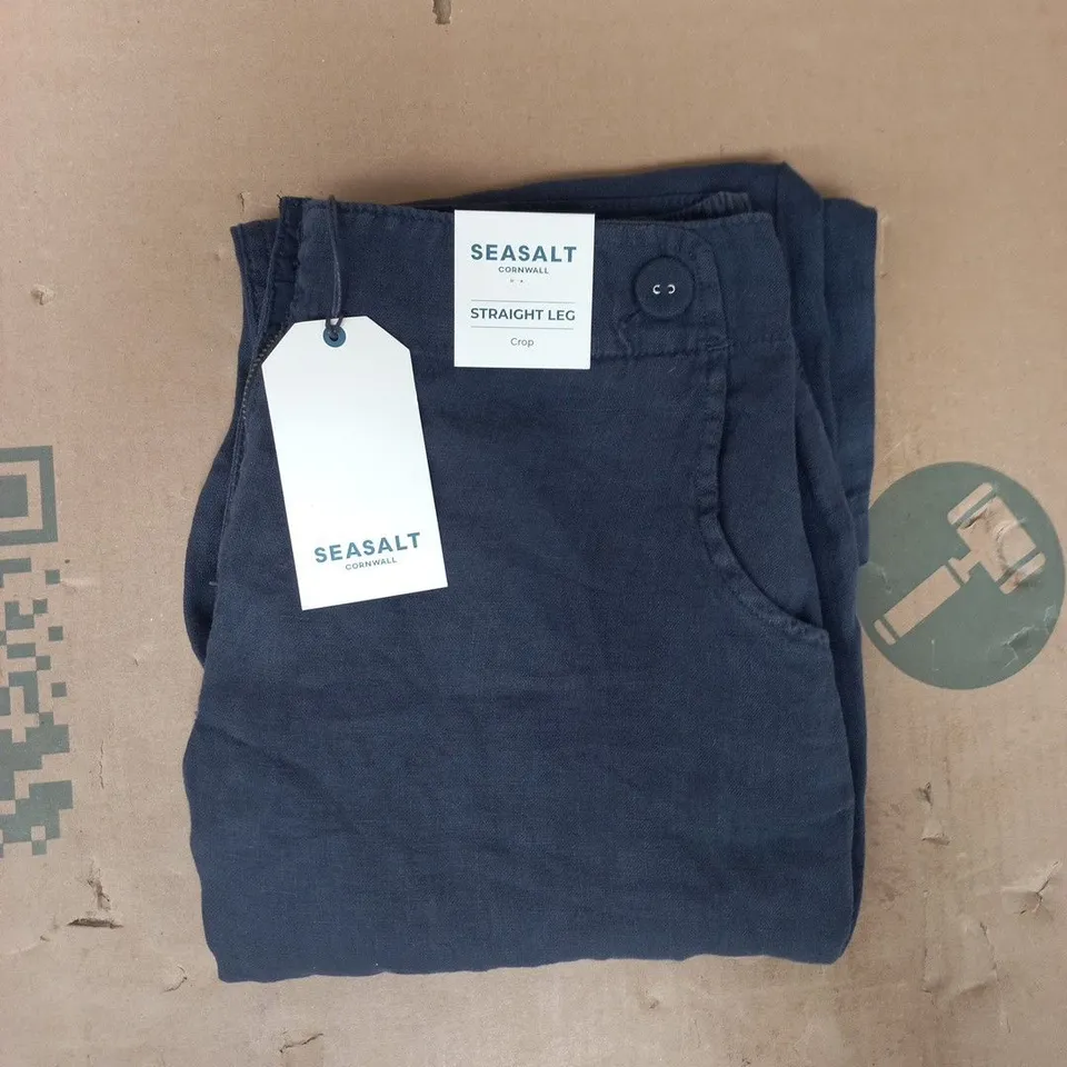 SEASALT CORNWALL STRAIGHT LEG BRAWN POINT CROPS IN MARITIME NAVY SIZE UK 10