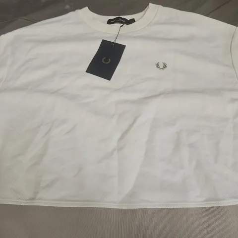 FRED PERRY RIB DETAIL T-SHIRT – SNOW WHITE, UK 14