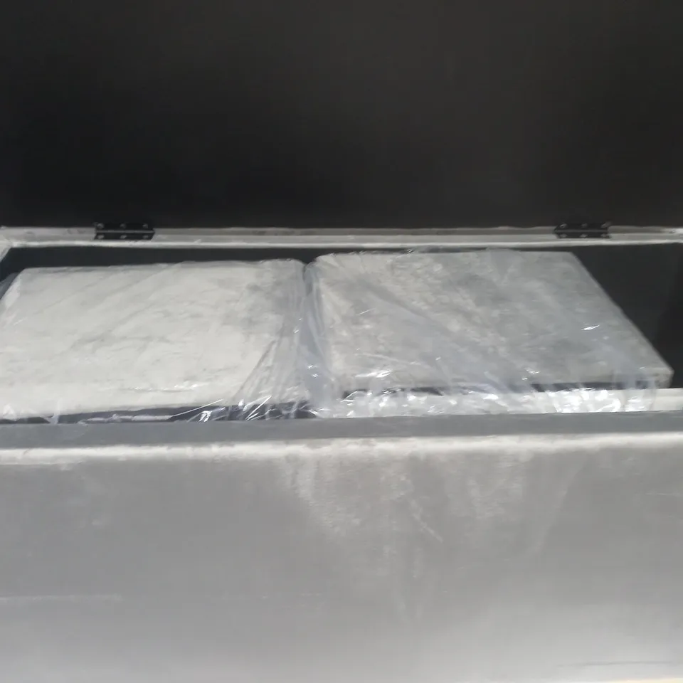 BOXED ALISON CORK VELVET NESTABLE STORAGE OTTOMAN, DOVE GREY [COLLECTION ONLY]