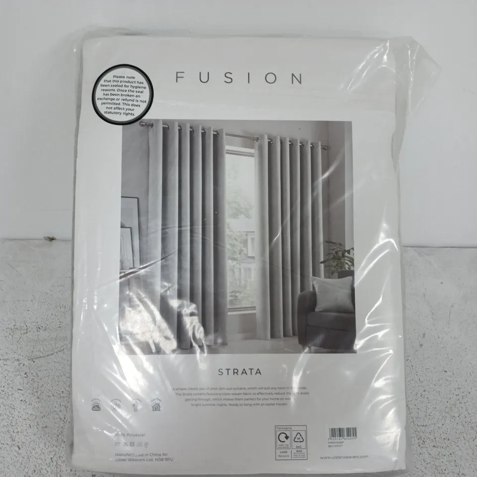 FUSION STRATA DIM OUT EYELET CURTAINS – ONE PAIR, 90 X 72 INCHES (228 X 183 CM)