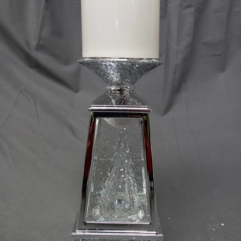 BOXED JULIEN MACDONALD FLAMELESS SWIRLING GLITTER CHRISTMAS TREE CANDLE HOLDER