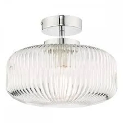 BOXED DÄR RIVA BATHROOM CEILING LIGHT RIBBED GLASS, POLISHED CHROME IP44