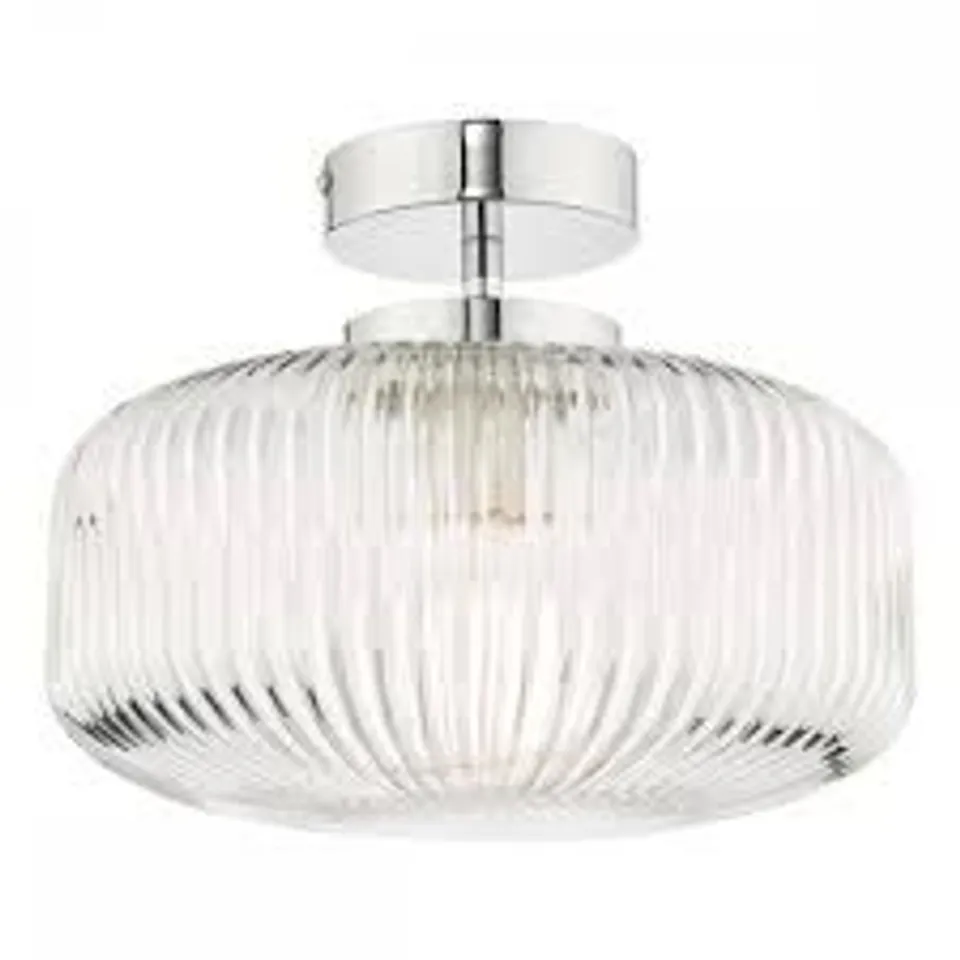 BOXED DÄR RIVA BATHROOM CEILING LIGHT RIBBED GLASS, POLISHED CHROME IP44