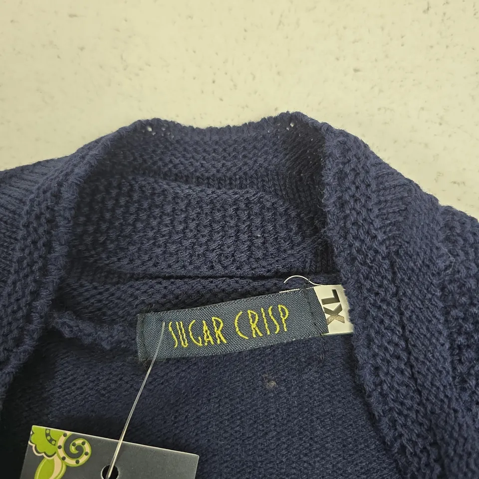 SUGAR CRISP NAVY KNIT CARDIGAN SIZE XL