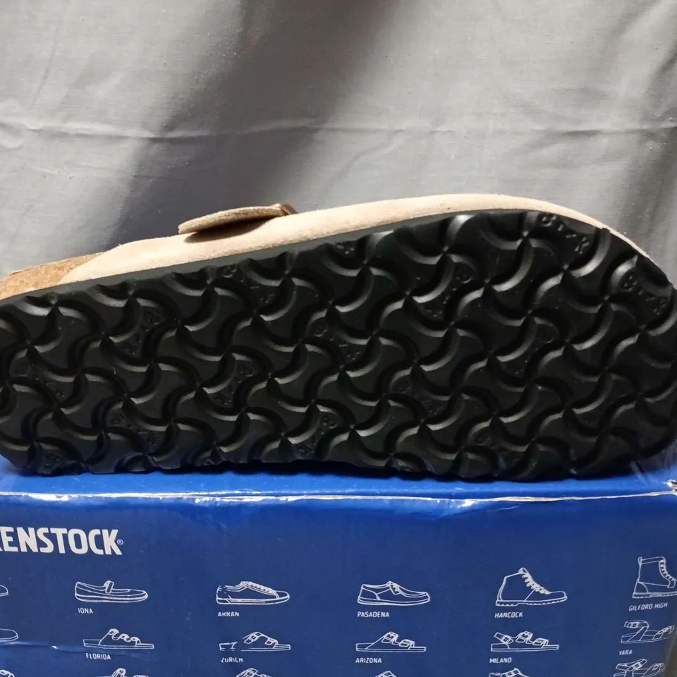 BOXED PAIR OF BIRKENSTOCK BOSTON SHOES IN BEIGE - SIZE 38
