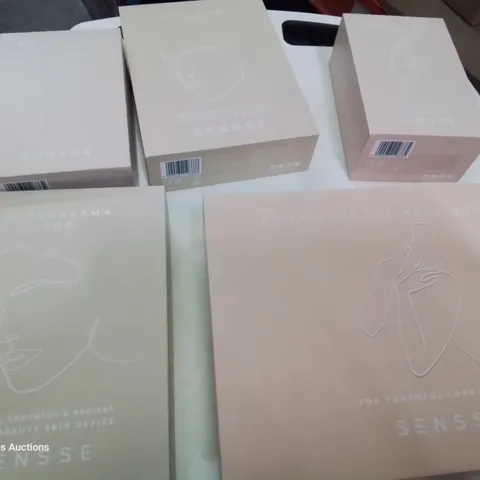 BOX OF ASSORTED SENSSE PRODUCTS, LED NECK MASKS, FACE CLEANER, CASE,