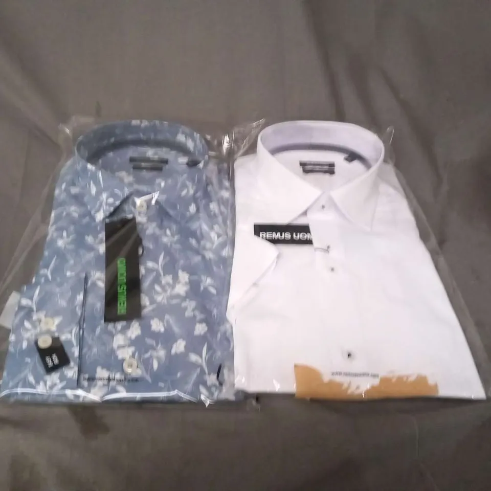 TWO ASSORTED REMUS UOMO EASY IRON 17" SHIRTS ONE TAPERED AND ONE SLIM