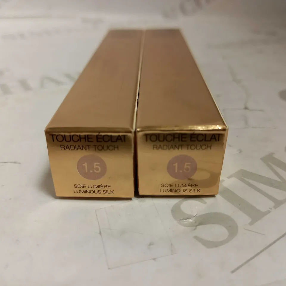 LOT OF 2 YVES SAINT LAURENT TOUCHE ECLAT RADIANT TOUCH HIGHLIGHTER & CONCEALER SHADE 1.5 LUMINOUS SILK