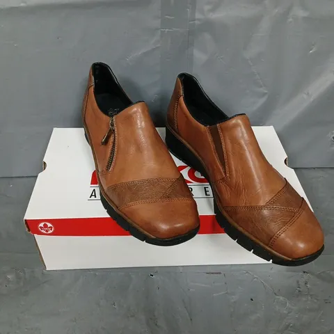 RIEKER SIDE ZIP SHOE- CHESTNUT SIZE 39