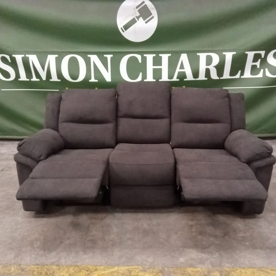 ALBION CHENILLE 3 SEATER HIGH BACK MANUAL RECLINER SOFA - CHARCOAL RRP £679