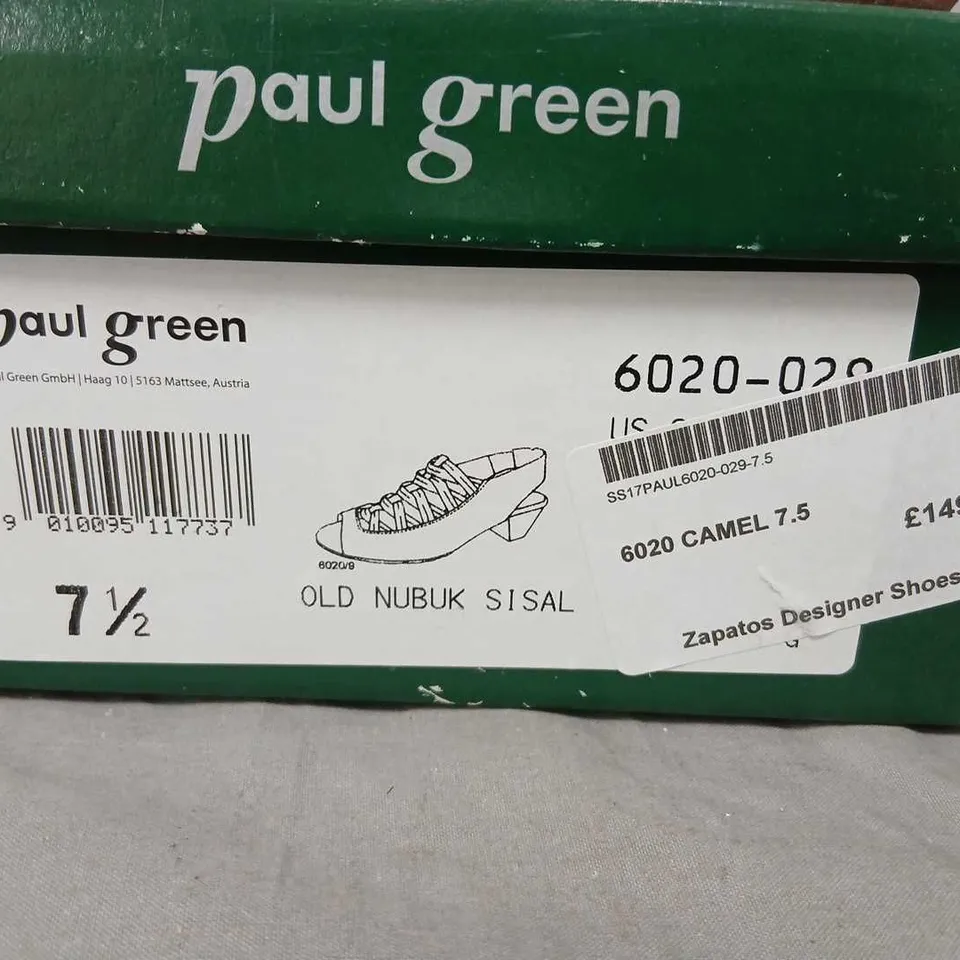 PAUL GREEN CAMEL NUBUK SLINGBACK SANDALS – UK 7.5