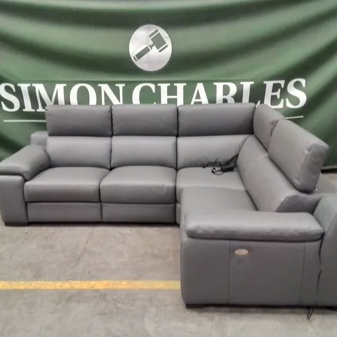 QUALITY DESIGNER ITALIAN MADE RICCARDO LEATHER ELECTRIC RECLINER CORNER SOFA