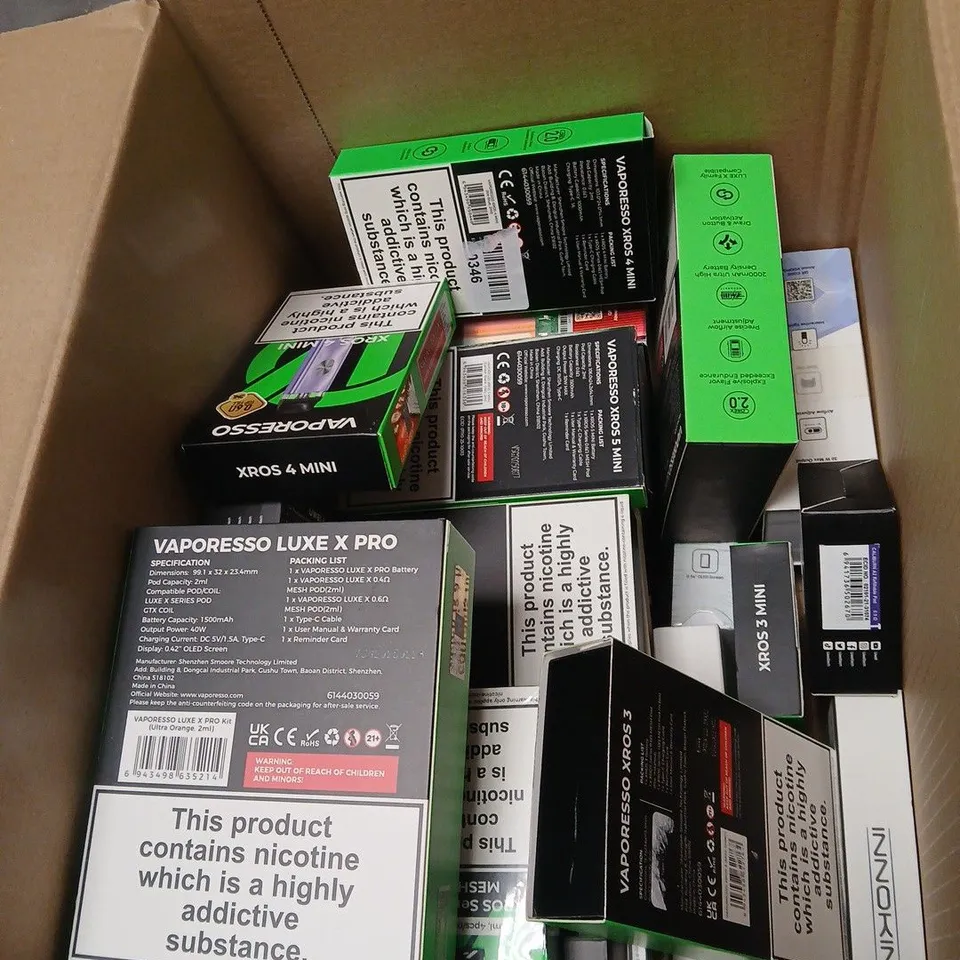 APPROXIMATELY 25 ITEMS INCLUDING VAPORESSO VAPE KIT BUNDLE – LUXE X PRO, DRAG S2 & XROS 3 MINI (BOXED)