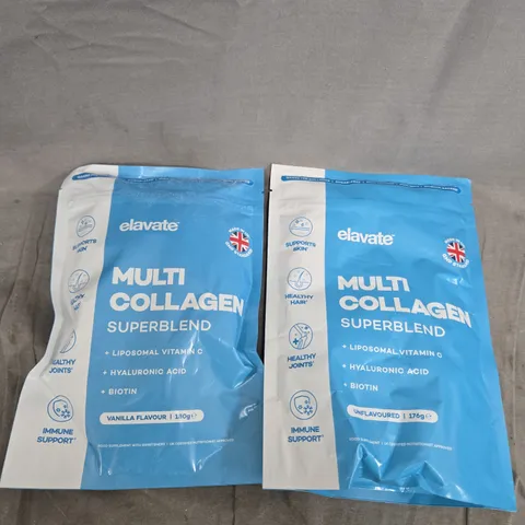 2 X ELAVATE MULTI COLLAGEN SUPERBLEND FOOD SUPPLEMENT - VANILLA & UNFLAVOURED 