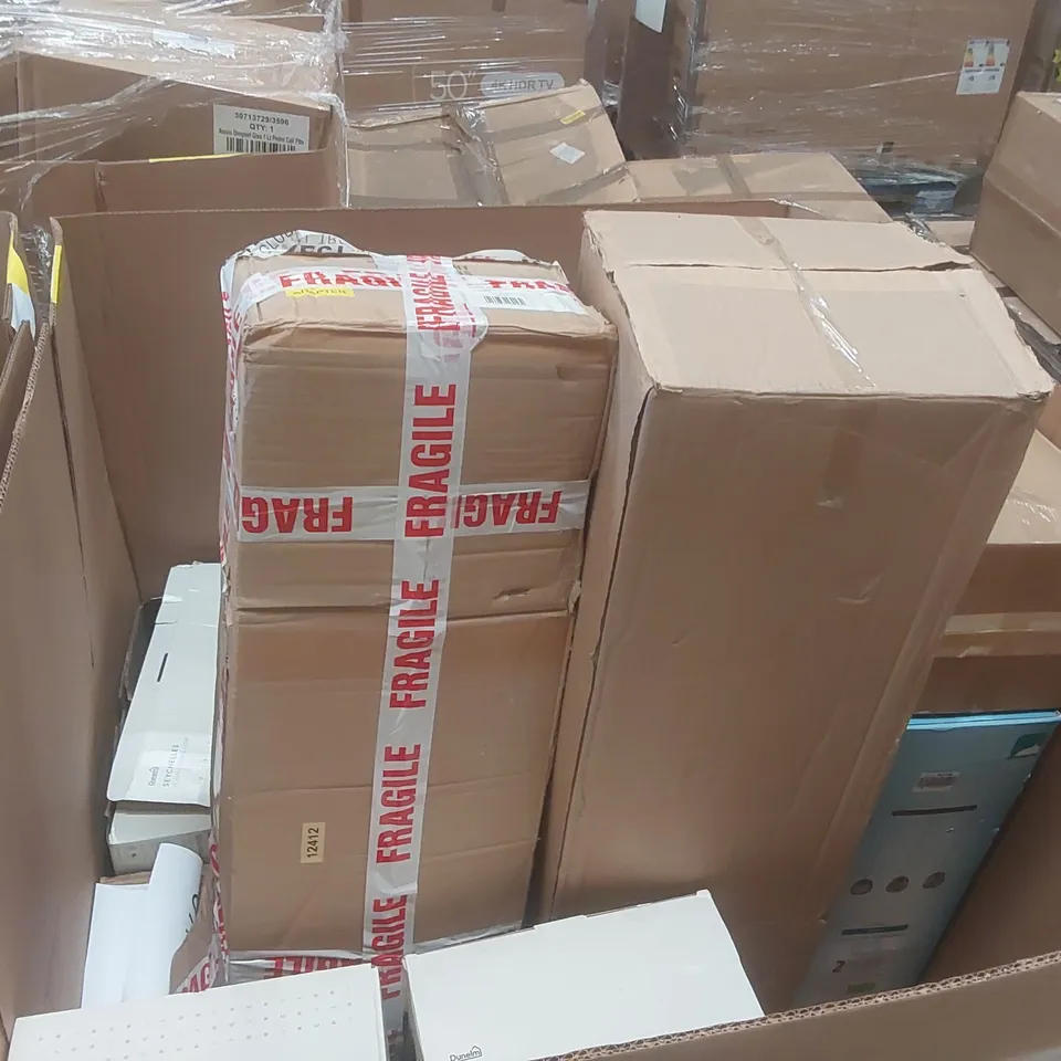 PALLET CONTAINING A VERY LARGE QUANTITY OF ASSORTED DESIGNER LIGHTING PRODUCTS INCLUDING: COLLEEN TABLE LAMPS, CLEMENTINE FLOOR LAMP, BELDI TABLE LAMP ECT