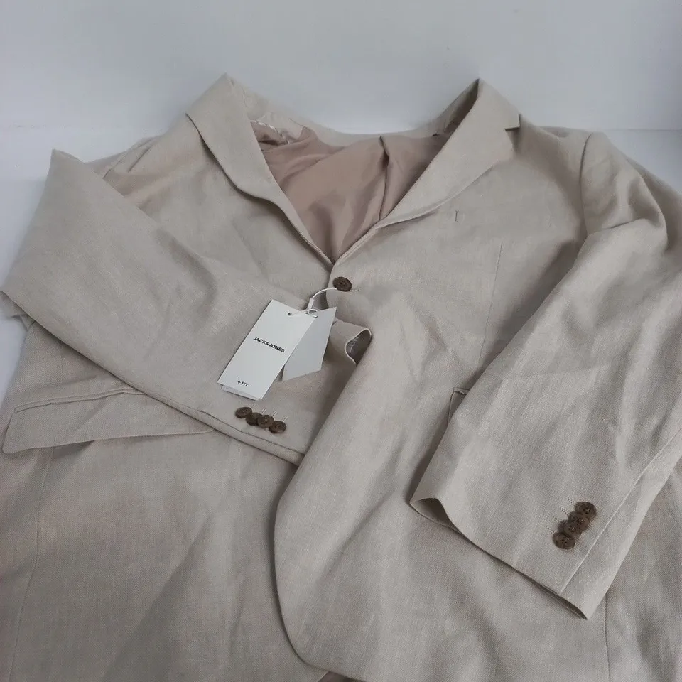 JACK & JONES MEN’S PLUS SIZE SUMMER BLAZER – NATURAL BEIGE - 58"