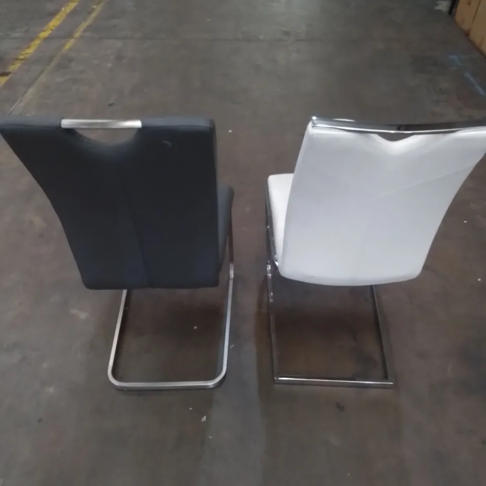2 X ASSORTED MODERN DINING CHAIRS IN PU FAUX LEATHER EFFECT - COLOURS VARY