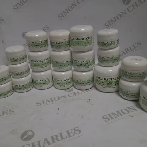 23 ASSORTED MARIO BADESCU ITEMS TO INCLUDE: SILVER POWDER, PROTECTIVE CREAM, EYE GEL ETC 