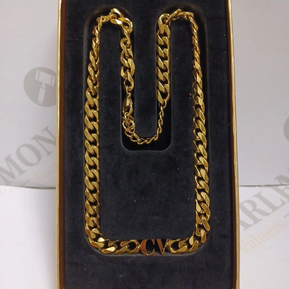 BOXED ABBOTT LYON GOLD EFFECT CHAIN - PERSONALISED WITH `CV`