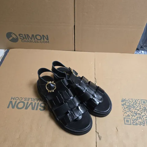 MODA IN PELLE OBSIDIAN BLACK LEATHER SANDALS – CHUNKY FISHERMAN, UK 7 (EU 40)