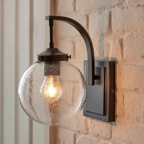 BOXED TWAIN OUTDOOR GLOBE GLASS WALL LIGHT