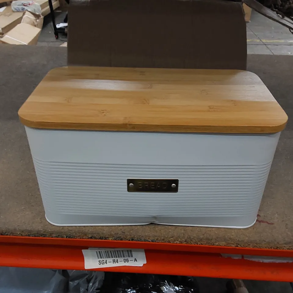 BOXED OTTO SQUARE WHITE BREAD STORAGE TIN