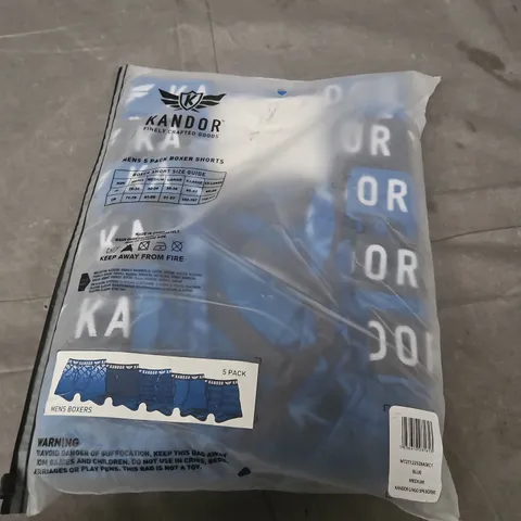 KANDOR MEN'S 5 PACK BOXER SHORTS – BLUE, SIZE MEDIUM