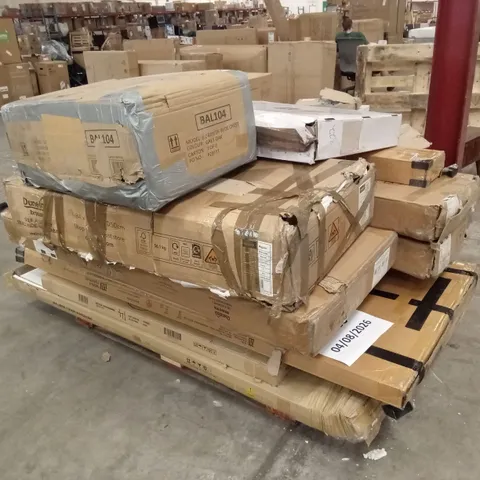 PALLET OF ASSORTED INCOMPLETE DESIGNER FURNITURE PARTS AND PIECES 