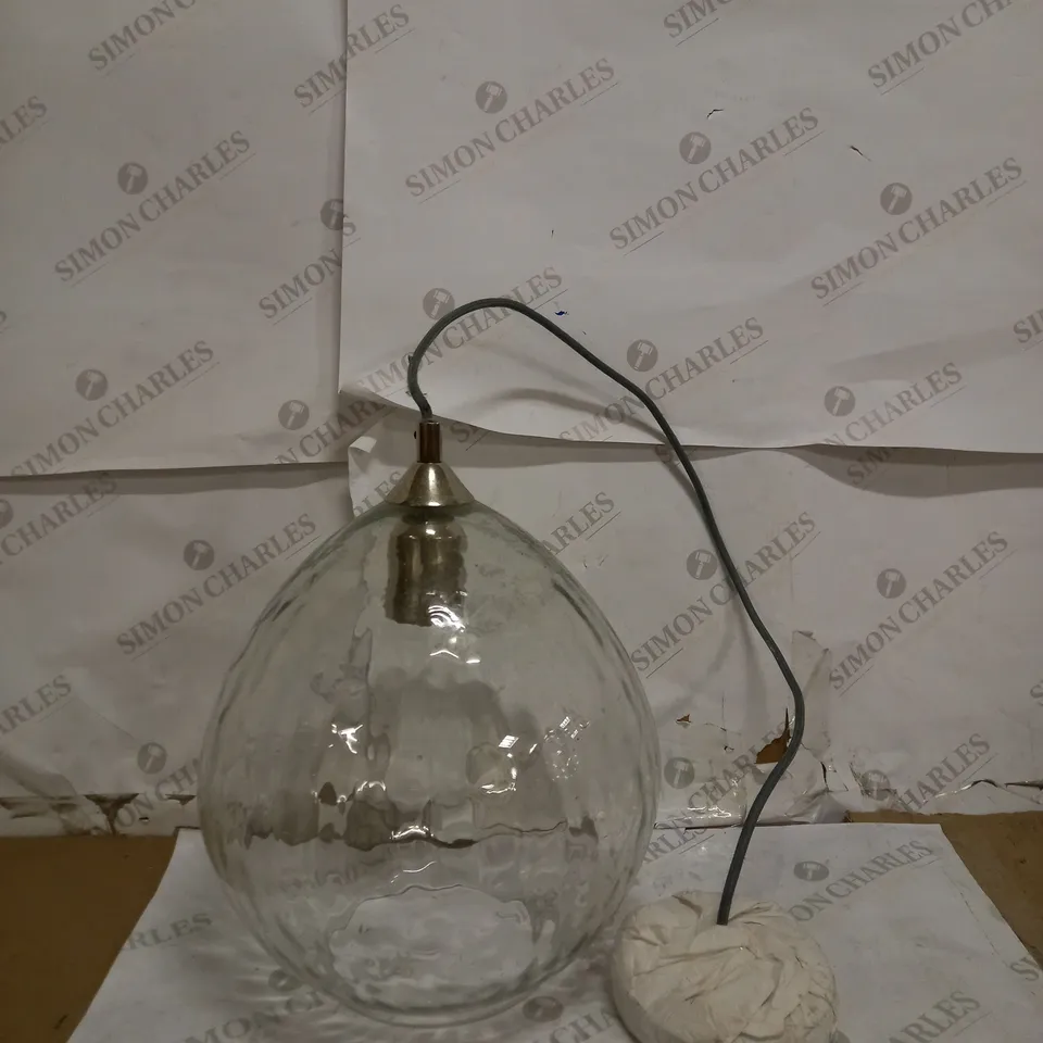 PECHARA MEDIUM CEILING PENDANT LIGHT WITH CLEAR DIMPLED GLASS SHADE PEC0138