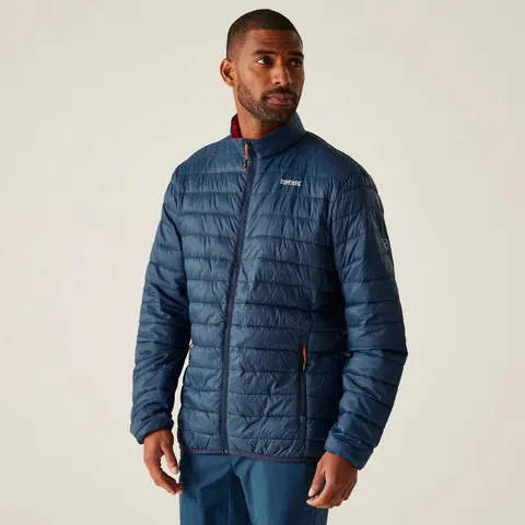 BRAND NEW REGATTA MENS HILLPACK II PACKAWAY INSULATED JACKET MOONLIGHT DENIM/TANGERINE TANGO XL