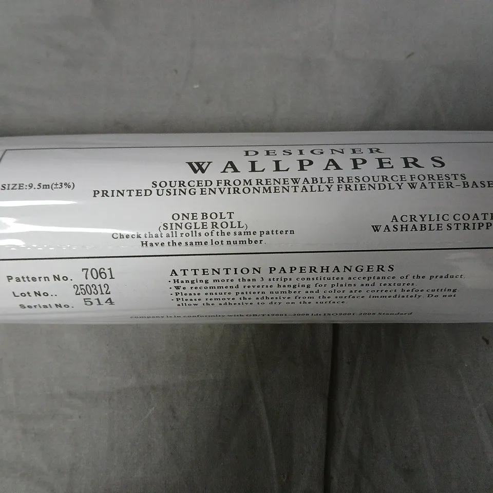 DESIGNER WALLPAPERS ROLL – PATTERN NO. 7061, 9.5M, ACRYLIC COATED & WASHABLE