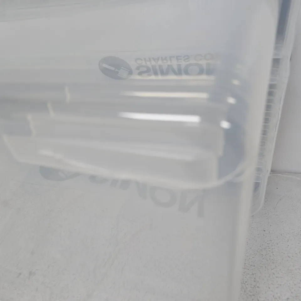 SET OF 4 PREMIER STORAGE MAXI BOX & LID – CLEAR PLASTIC STORAGE BOX WITH BLACK LID