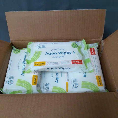 APPROXIMATELY 12 PACKS OF ESSENTIALS AQUA WIPES - 56 WIPES PER PACK