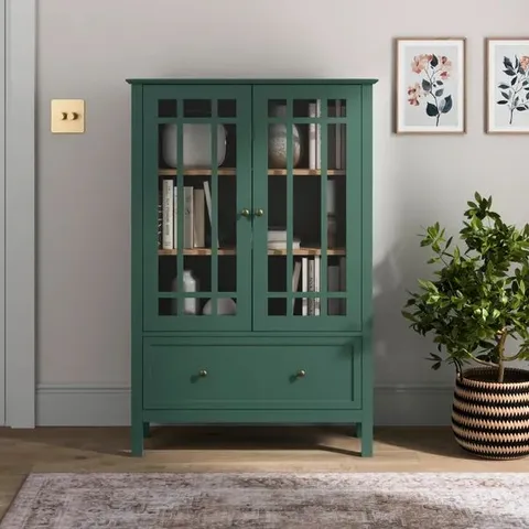 BOXED HANWORTH LARGE DISPLAY CABINET - BOTTLE GREEN (1 BOX)
