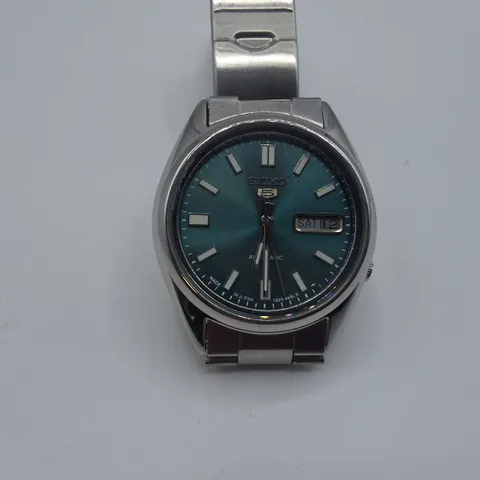 UNBOXED SEIKO STAINLESS STEEL GREEN DIAL WATCH WITH METAL STRAP