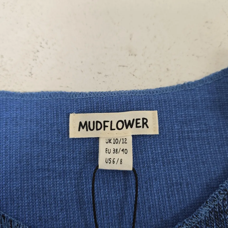 MUDFLOWER WOMEN’S KNIT TOP – BLUE, UK 10/12 (EU 38/40; US 6/8) – BRAND NEW WITH TAGS