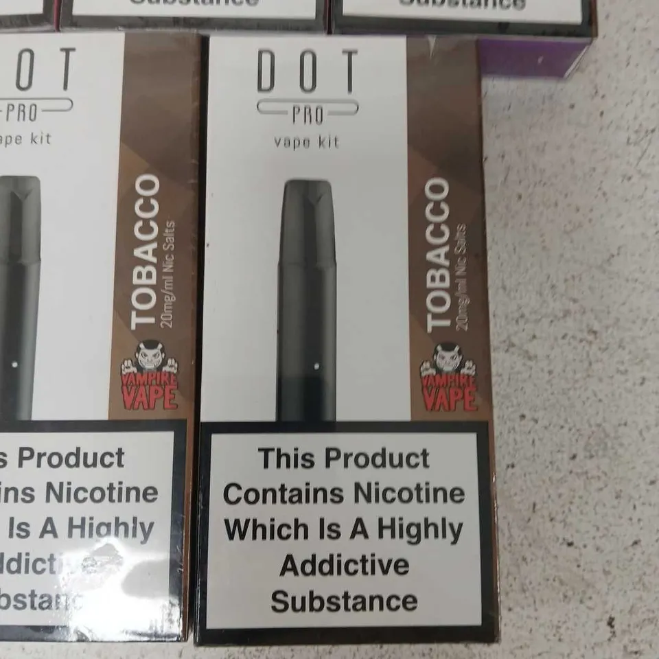 BOX OF APPROXIMATELY 35 ASSORTED E-CIGARETTES AND COMPONENTS TO INCLUDE: DOT PRO DEVICE KITS 