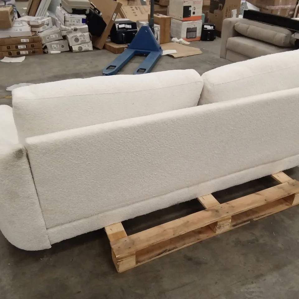 MAE 3 SEATER SOFA, CURVED IVORY BOUCLE FABRIC IVORY