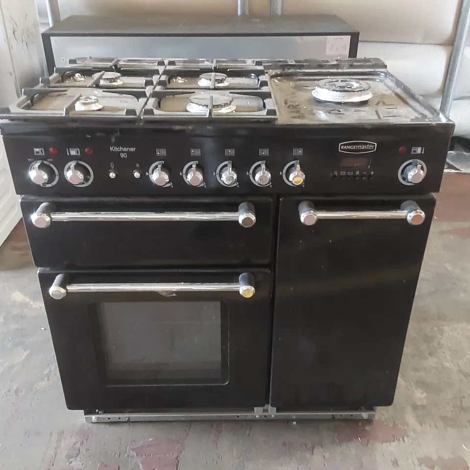RANGEMASTER KITCHENER 90 FSD DUAL FUEL BLACK/CHROME COOKER