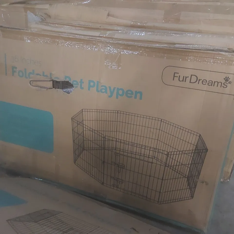 BOXED FUR DREAMS 36" FOLDABLE PET PLAYPEN 