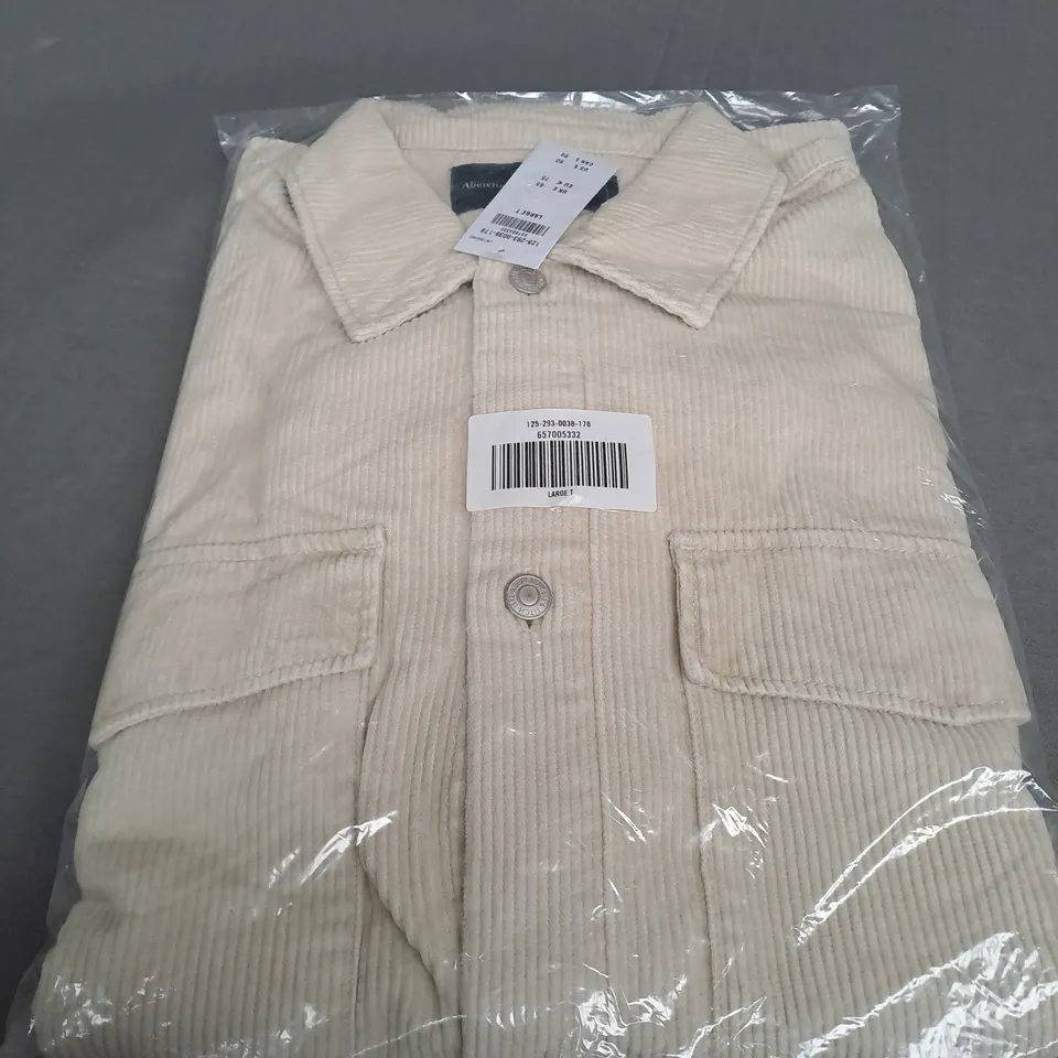 SEALED ABERCROMBIE & FITCH CREAM CORD JACKET - SIZE LARGE TALL