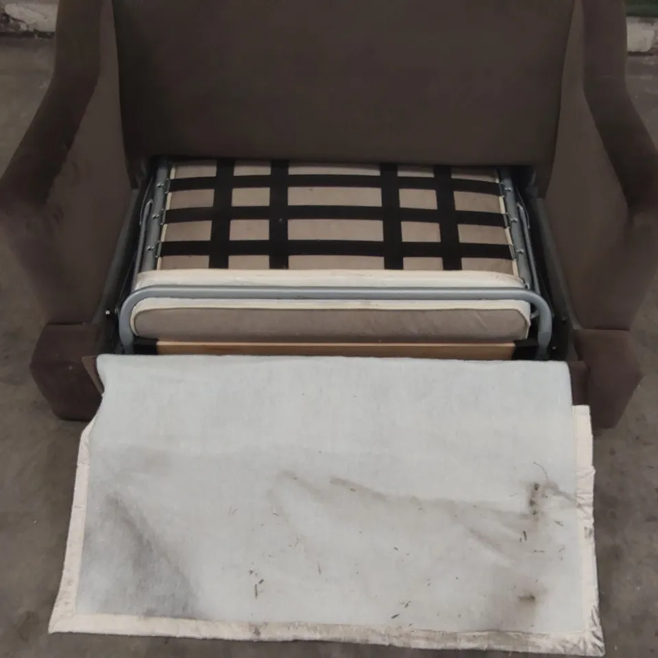 QUALITY DESIGNER 2 SEATER BROWN SOFA BED 