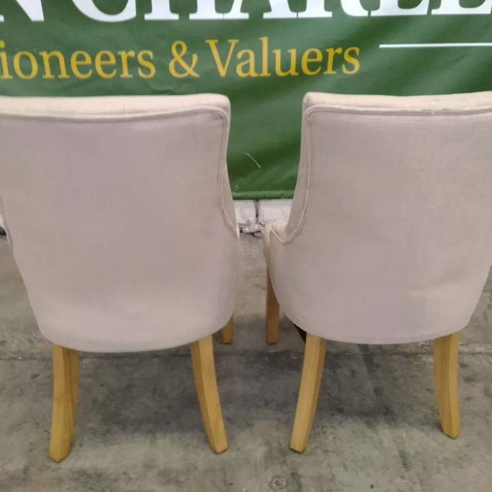 SET OF 2 NEW DUKE TAN FABRIC DINING CHAIRS (OAK LEGS)