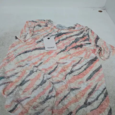 ANAMOR PRINT TEE TOP β LIGHT PINK, UK SIZE M